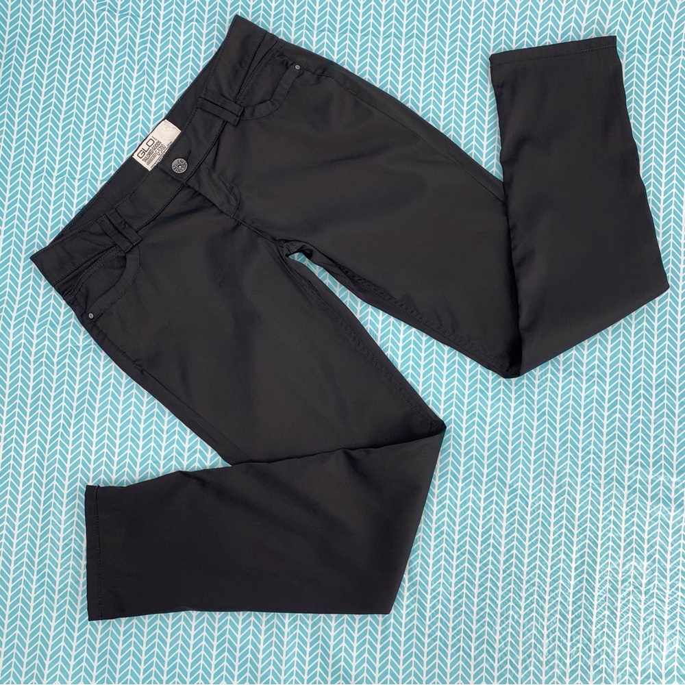 GLO Jeans Black Satin Finish Slim Fit Mid Rise Pants, 9